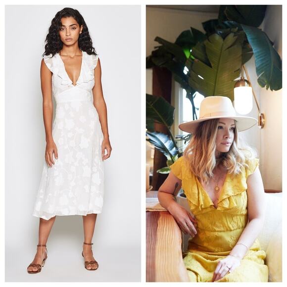 JOIE $398 NWT Designer Embroidered Ruffle Floral White Dress – Size 12 - Picture 6 of 9